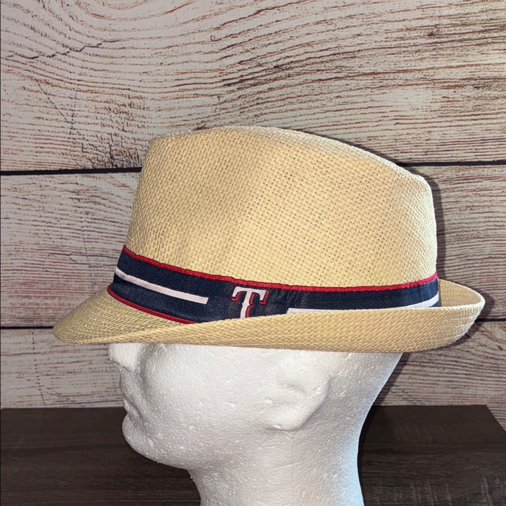 Pre Owned Texas Rangers Paper Straw Fedora 22” Promo Hat